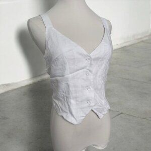 NWT H&M White Button-Up Top coastal cowgirl prairie western boho S